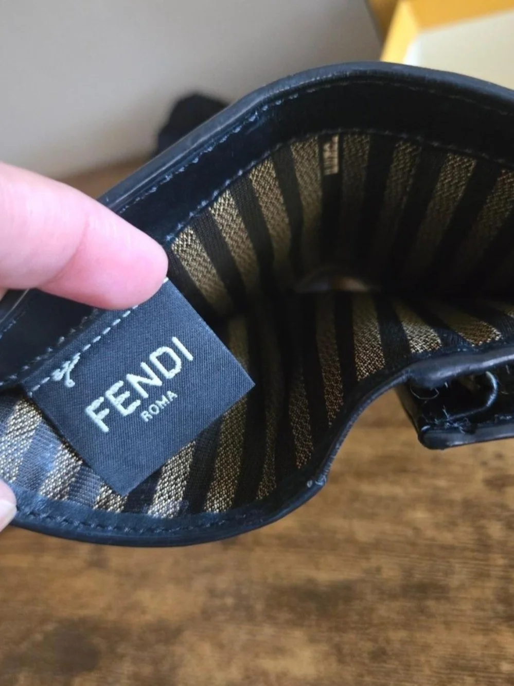 Fendi Black Leather Compact Wallet with Gold FF Buckle